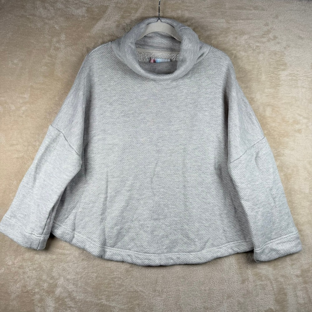 FP Beach Womens XS‎ Grey Cowl Neck Open Back Oversized Textured Sweatshirt
